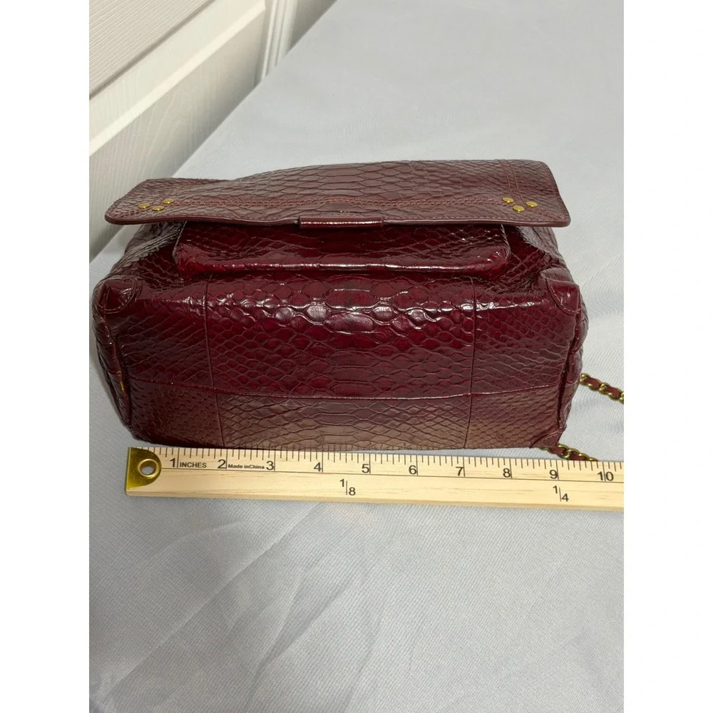 Jerome Dreyfuss LuLu Burgundy Embossed Leather Snakeskin Shoulder Bag Crossbody